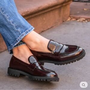 Thursday Boot Company Burgundy “Penny” Patent Leather Loafers